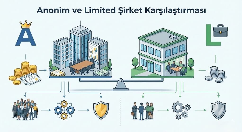 Anonim ve Limited Şirket Karşılaştırması Görseli
