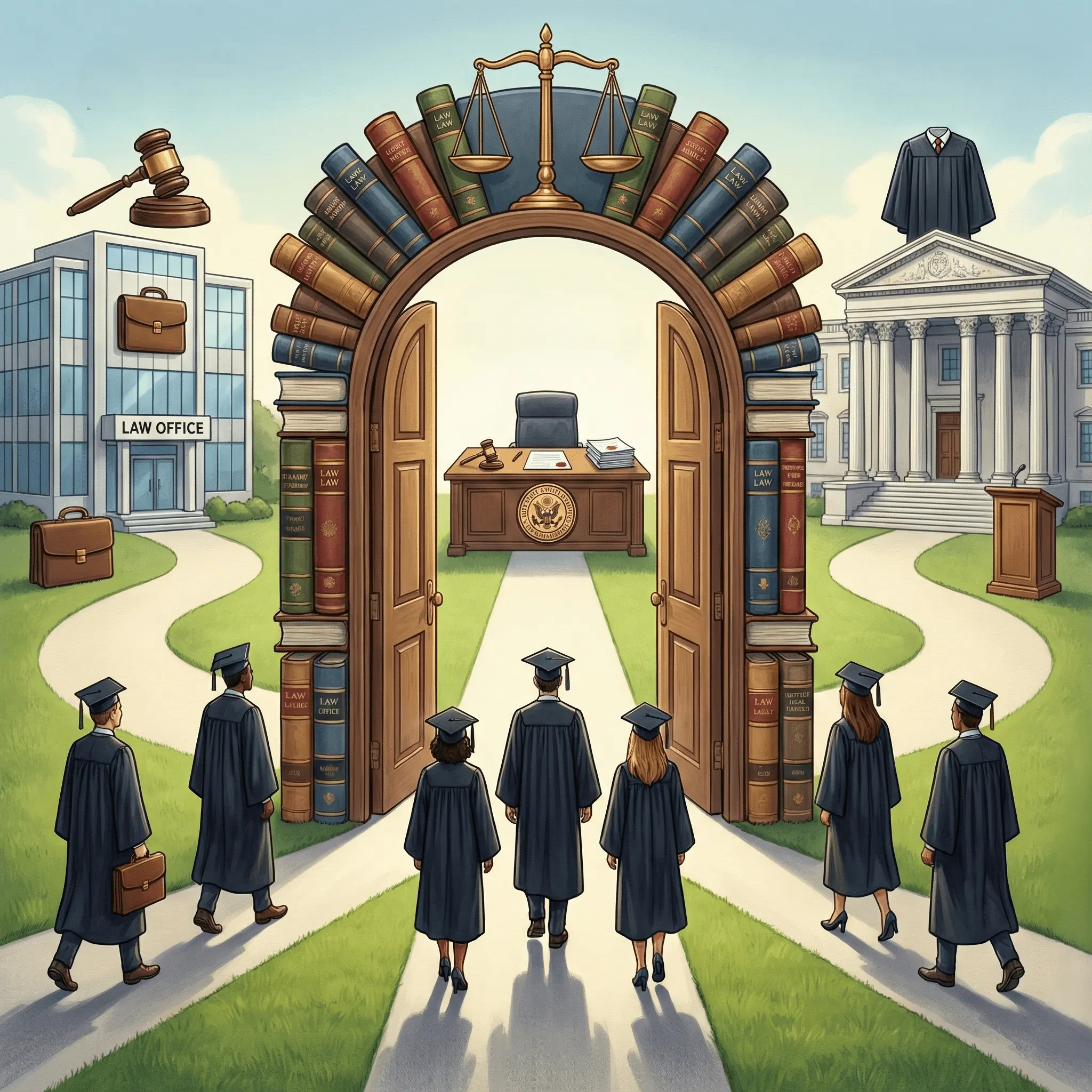 HMGS sınav kaynakları, hukuk kitapları ve adalet terazisi görseli